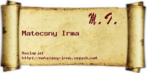 Matecsny Irma névjegykártya